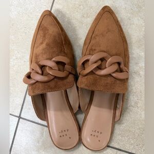 A New Day Women's Brown Suede Chain Mules